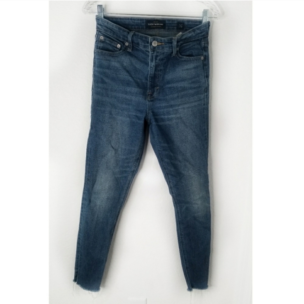 Lucky Brand Frayed Hem High Rise Bridgette Skinny Jeans Size 27